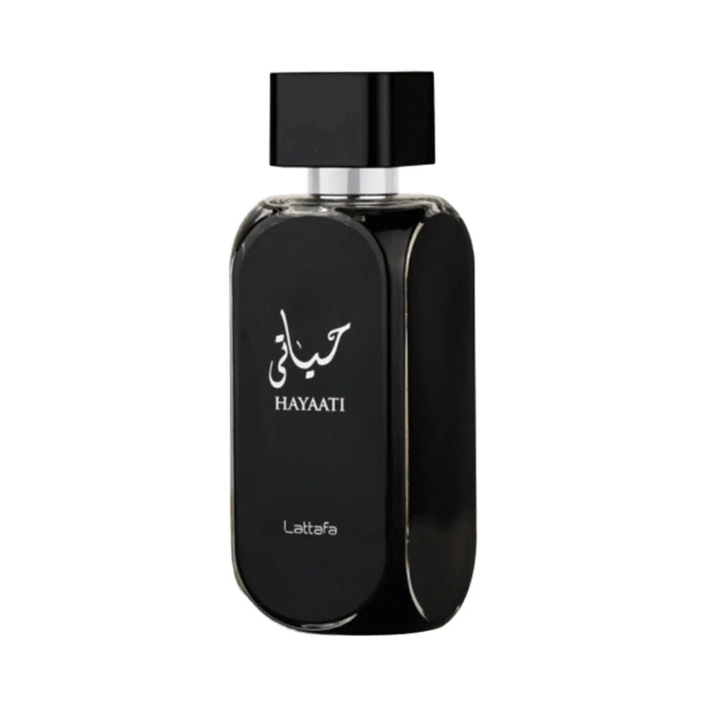 Hayaati Black de Lattafa, perfume árabe amaderado aromático de carácter cálido, dulce y aromático