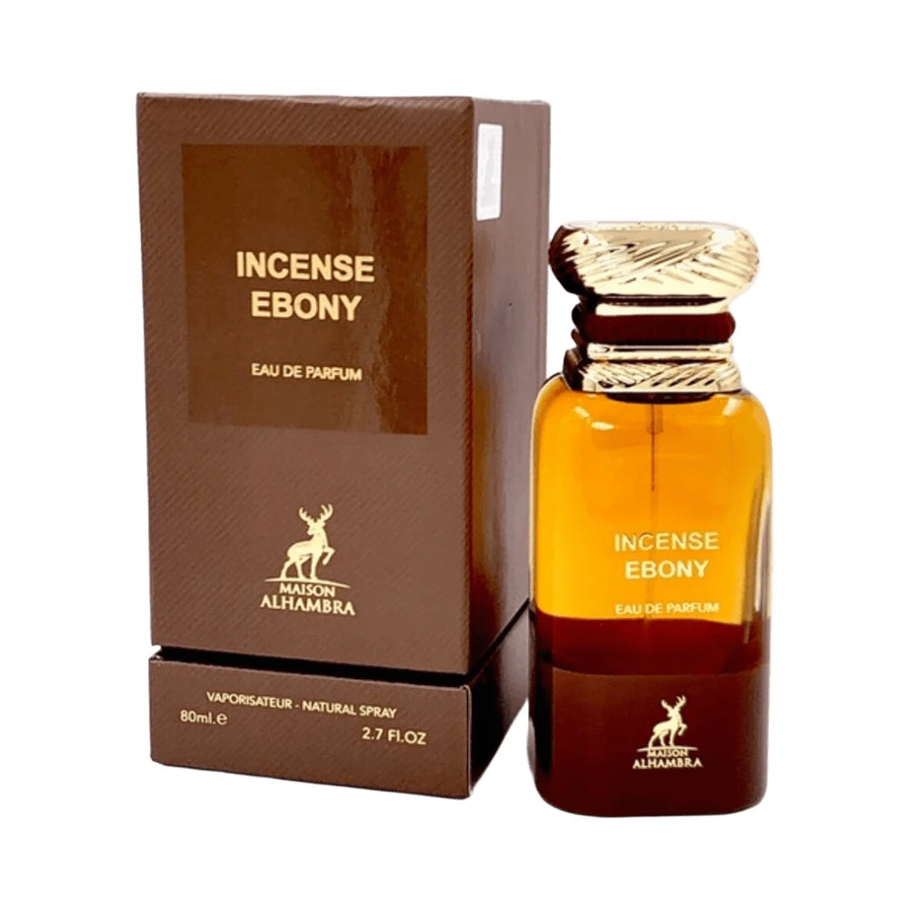 Incense Ebony de Maison Alhambra, perfume árabe ambarado amaderado de carácter elegante, sofisticado y cálido