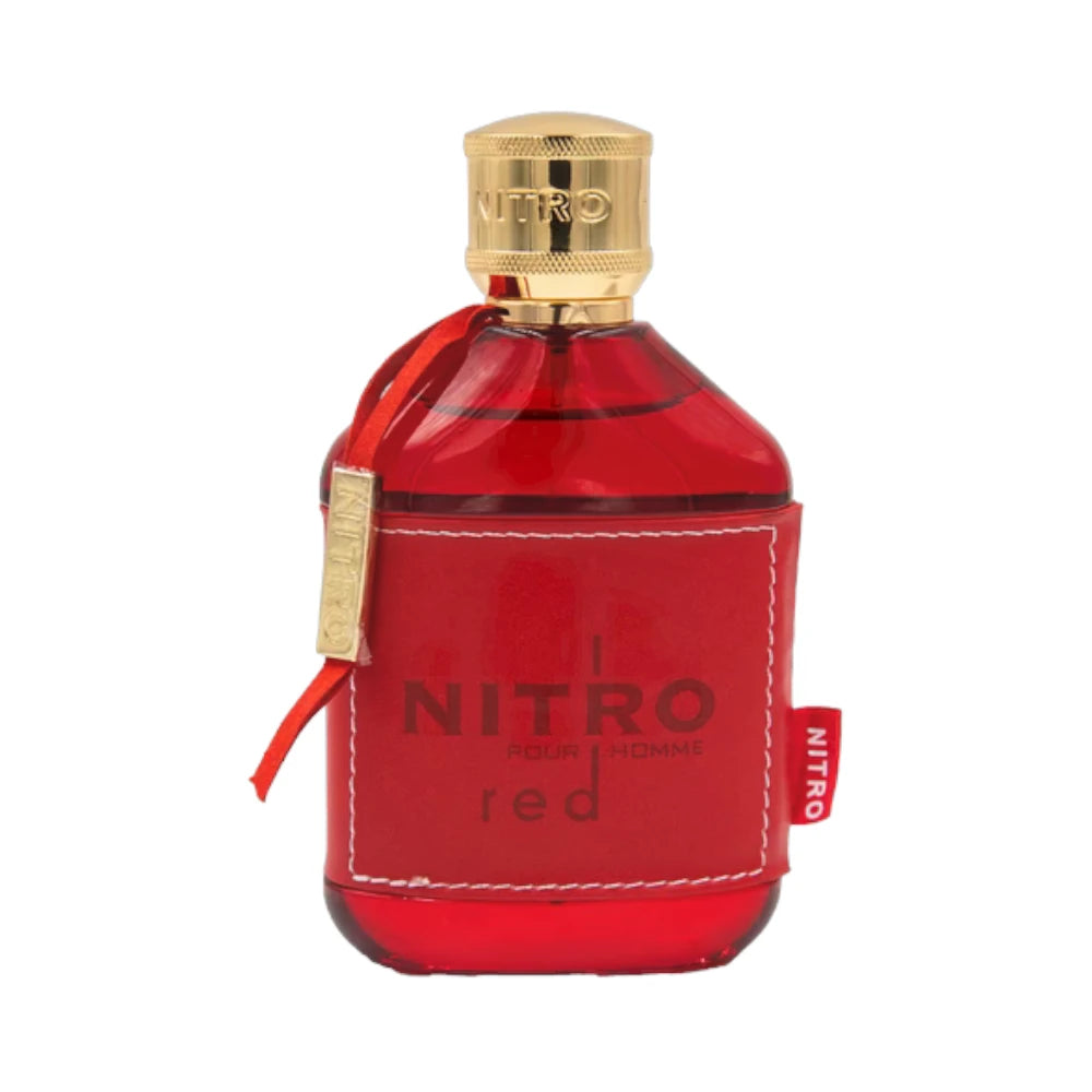 Nitro Red Pour Homme de Dumont, fragancia aromática afrutada con bergamota, sandía y ámbar. Vibrante.
