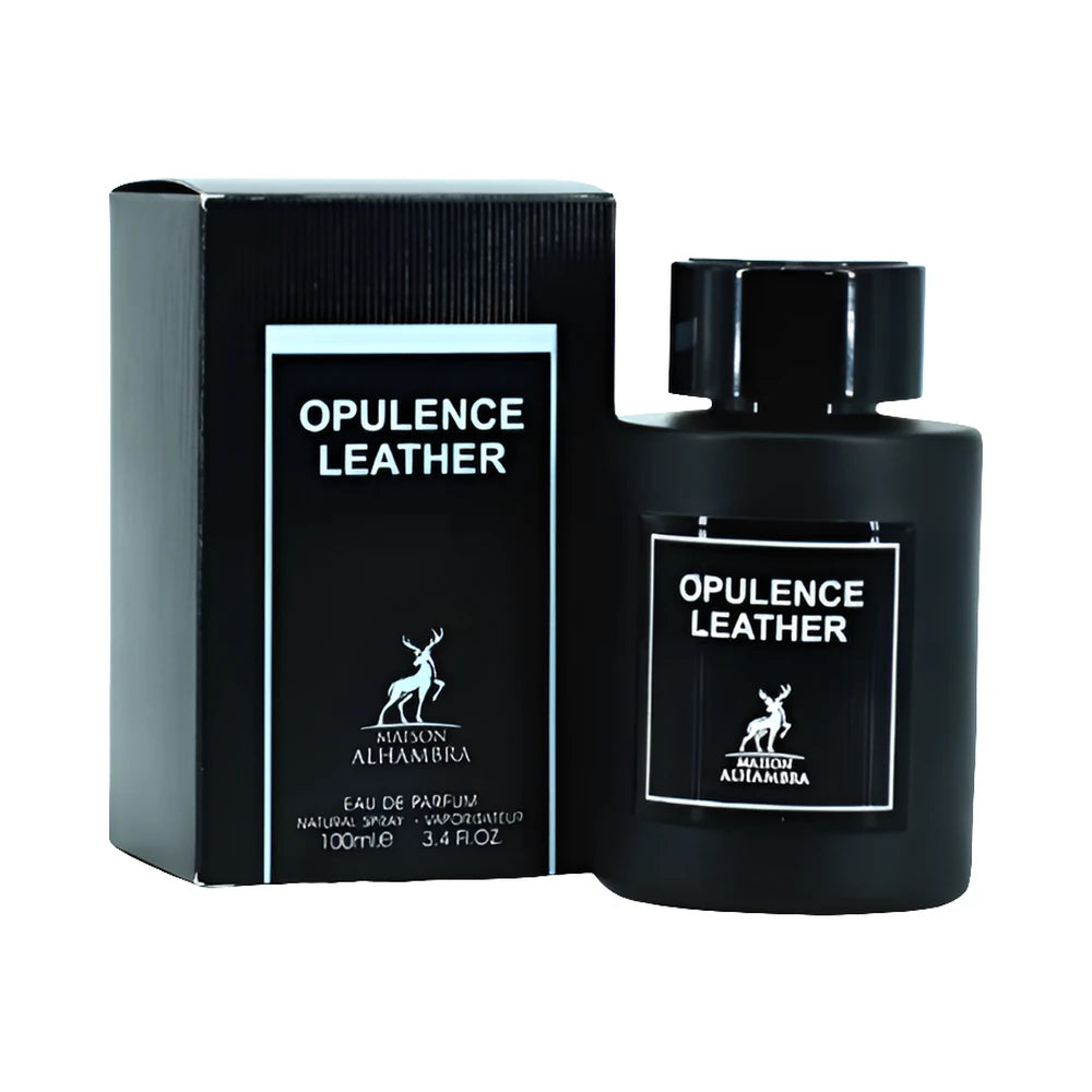 Opulence Leather de Maison Alhambra, perfume árabe ambarado de carácter intenso, elegante y sofisticado