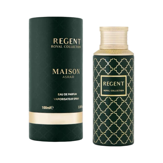Regent de Maison Asrar: frasco y caja del perfume de 100 ml.
