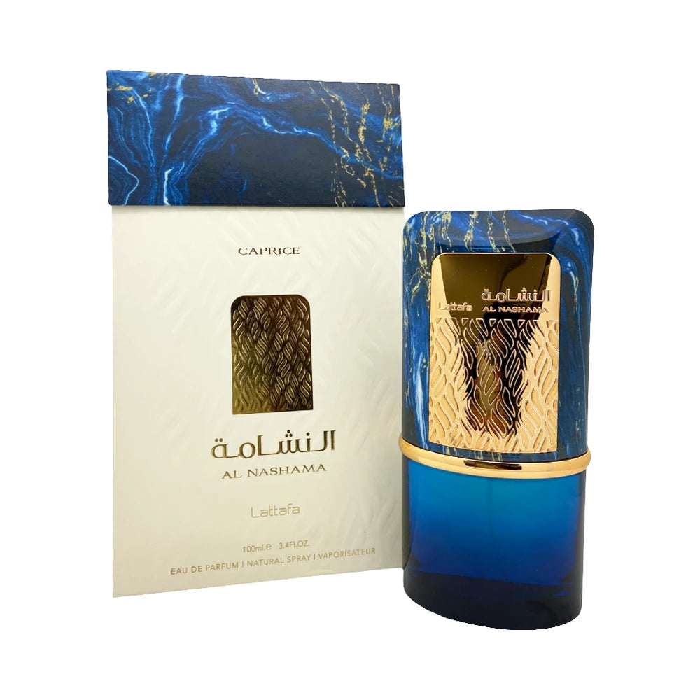 Al Nashama Caprice de Lattafa, perfume árabe aromático especiado de carácter elegante, fresco y limpio