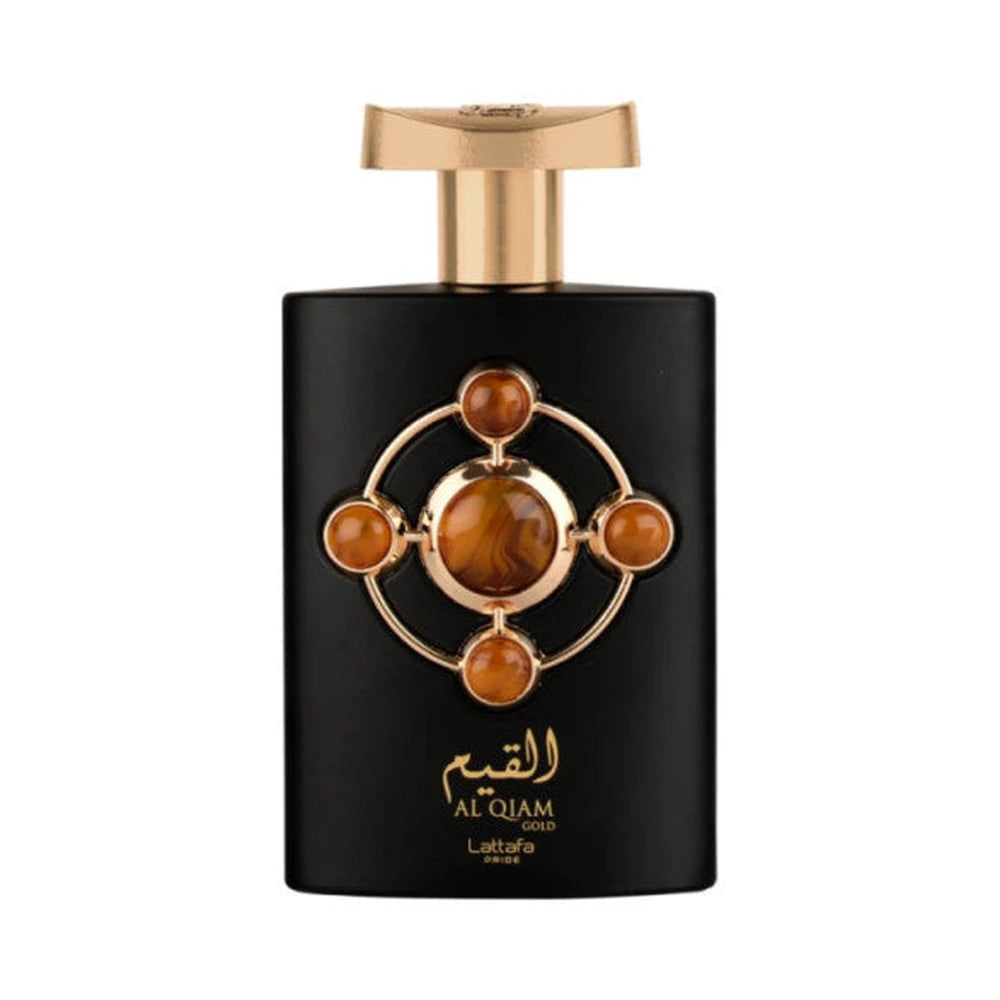 Al Qiam Gold de Lattafa, perfume árabe ambarado amaderado especiado de carácter intenso, sofisticado y especiado