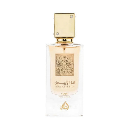 Ana Abiyedh Poudre de Lattafa, perfume árabe floral de carácter cálido, femenino y limpio