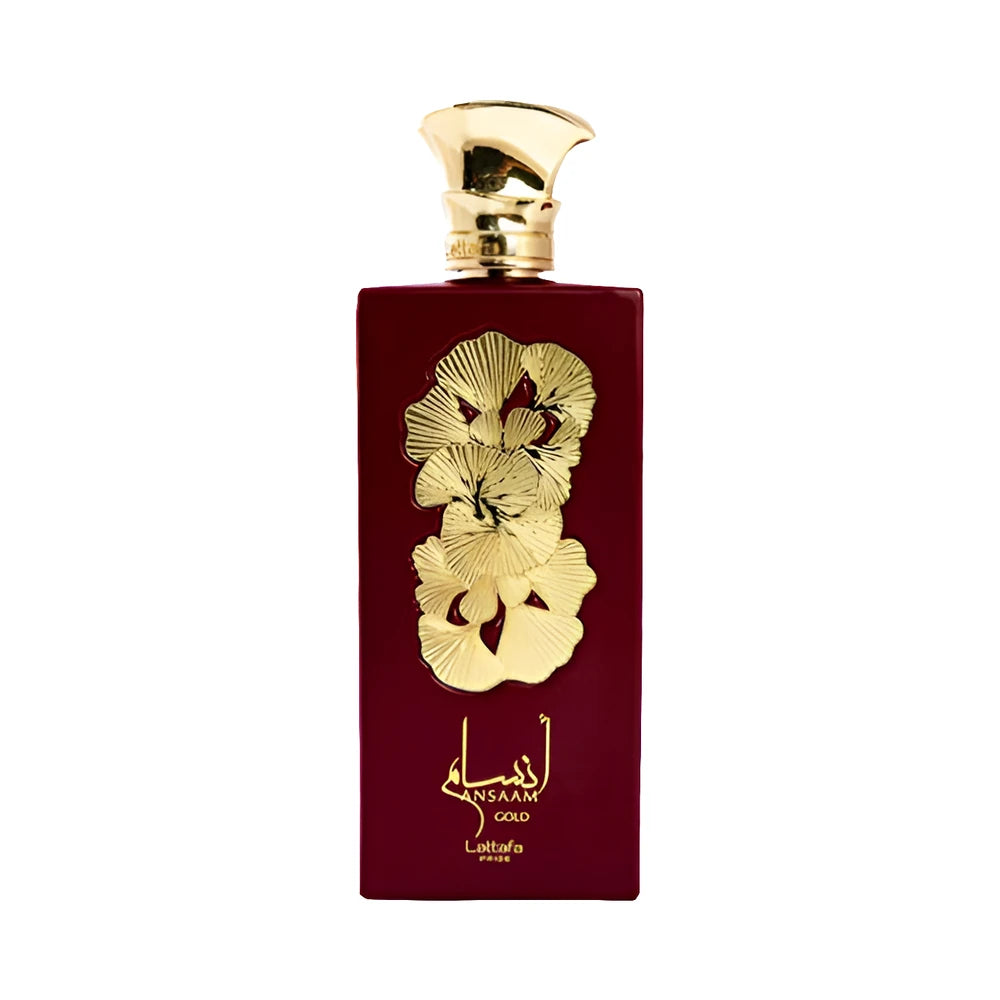 Ansaam Gold de Lattafa, perfume árabe ambarado floral de carácter sofisticado, cálido y femenino