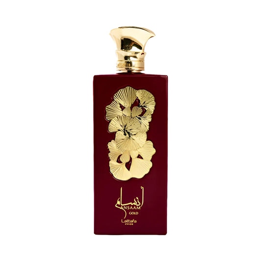 Ansaam Gold de Lattafa, perfume árabe ambarado floral de carácter sofisticado, cálido y femenino