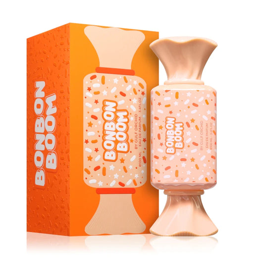 Bonbon Boom de Gulf Orchid: frasco y caja del perfume de 100 ml.