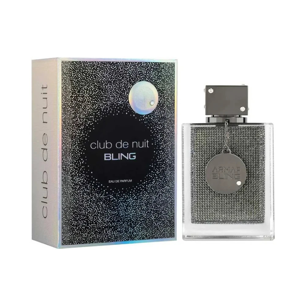 Club de Nuit Bling de Armaf, fragancia amaderada aromática con cítricos, prisma floral y vainilla.