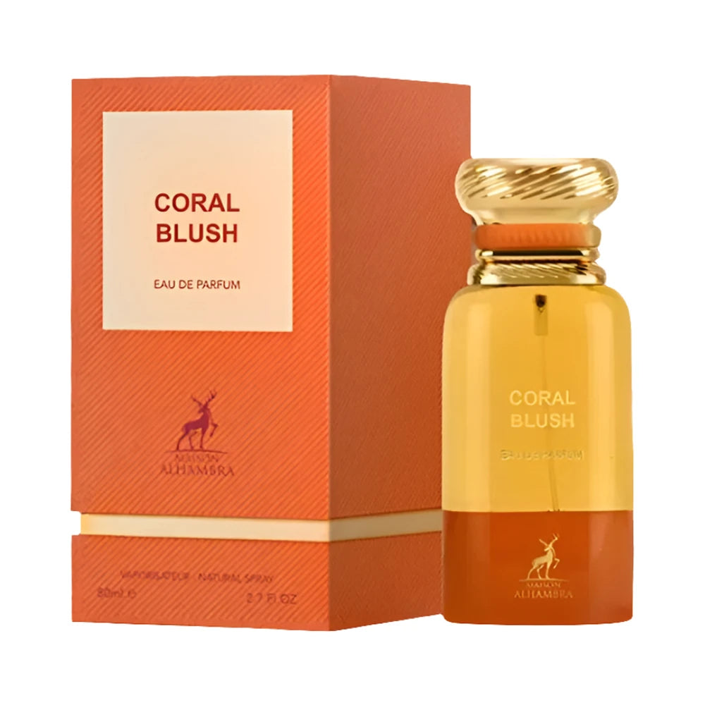 Coral Blush de Maison Alhambra, perfume árabe floral frutal de carácter cálido, envolvente y luminoso