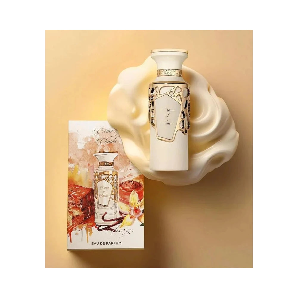 Creme Of Clouds de Fragrance World, perfume árabe gourmand almizclado de carácter sofisticado, cálido y femenino