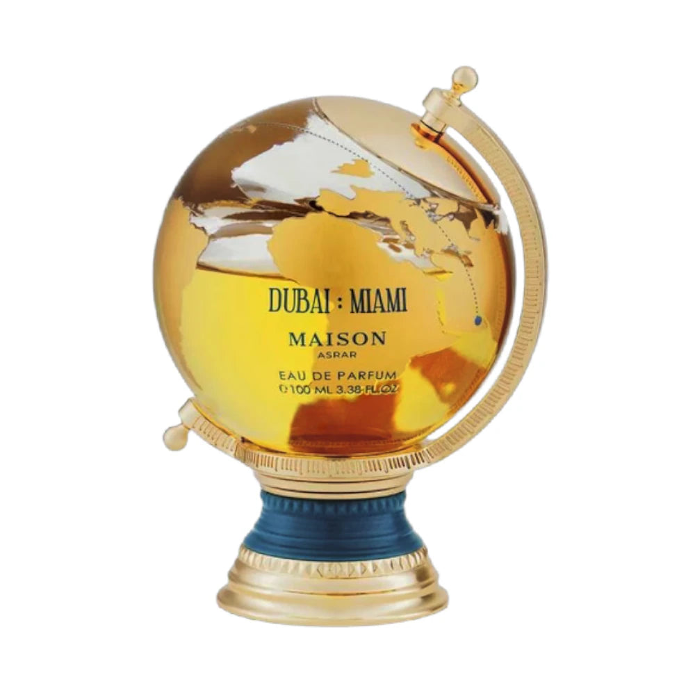 Dubai Miami de Maison Asrar, fragancia floral frutal gourmand con ciruela, rosa y vainilla.