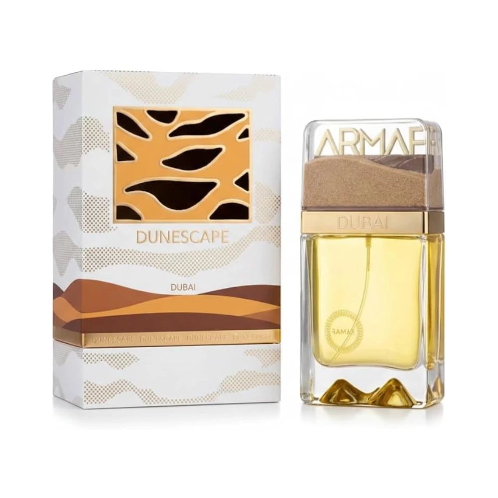 Dunescape Dubai de Armaf, fragancia aromática fougère con naranja sanguina, manzana y sándalo.
