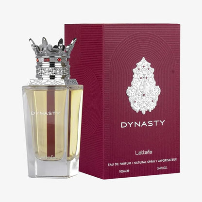 Dynasty de Lattafa, fragancia amaderada especiada con bergamota, té rooibos y cedro. Elegante.