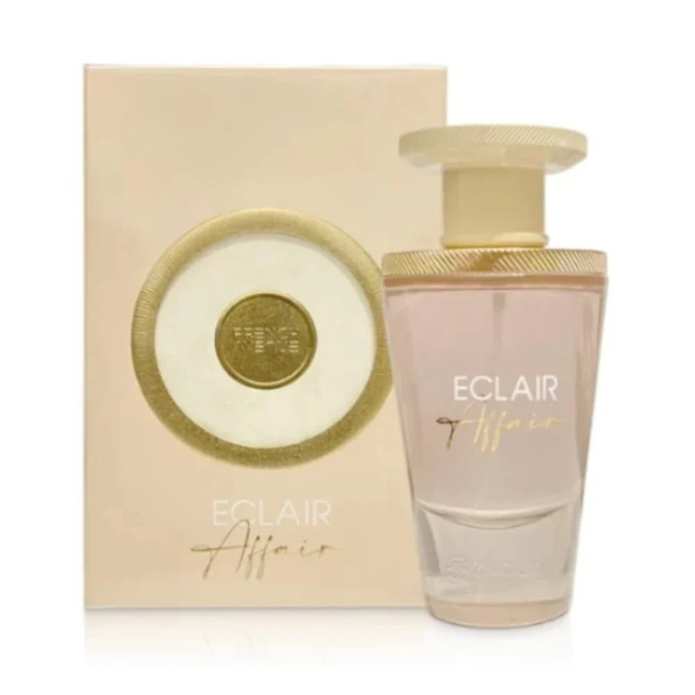 Eclair Affair de French Avenue, fragancia dulce y cremosa con notas de vainilla, coco y caramelo. Perfecta para quienes buscan un perfume goloso y sofisticado.