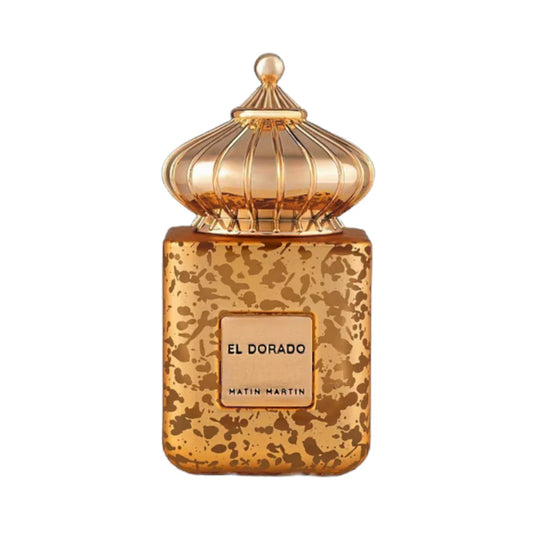 El Dorado de Matin Martin, fragancia floral frutal con salida frutal luminosa, corazón floral aterciopelado y fondo suave de sándalo, rosa y almizcle. Elegante.