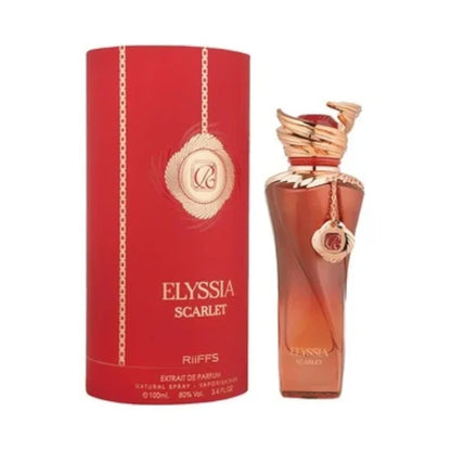 Elyssia Scarlet de Riiffs, fragancia ambarada con cereza negra, cuero, benjuí y vainilla.