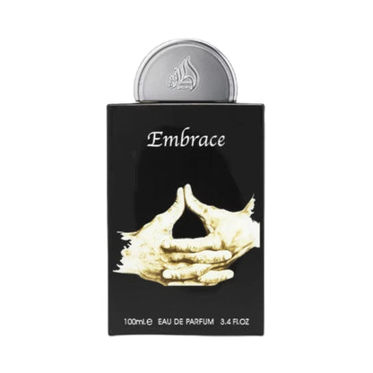 Embrace de Lattafa Pride, fragancia chipre amaderada con jengibre, bergamota, incienso y pachulí