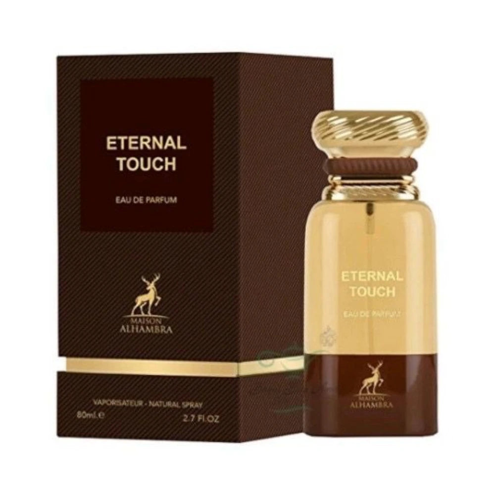 Eternal Touch de Maison Alhambra: frasco y caja del perfume de 80 ml.