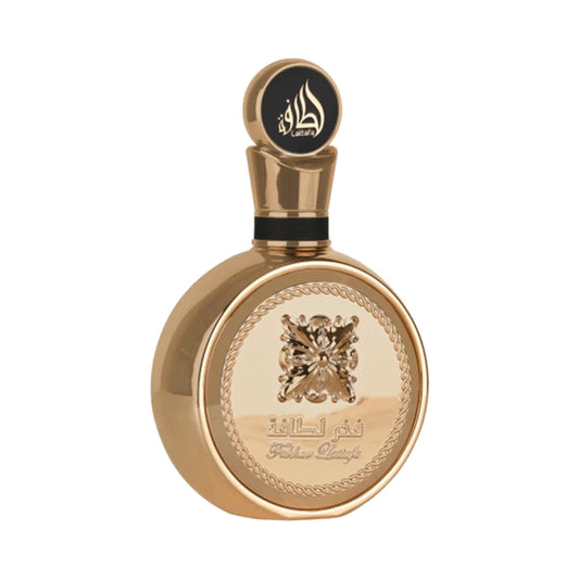 Fakhar Extrait de Lattafa, perfume árabe ambarado cuero de carácter intenso, elegante y sofisticado