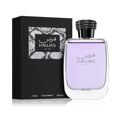 Hawas For Him de Rasasi, perfume árabe floral frutal de carácter luminoso, fresco y moderno