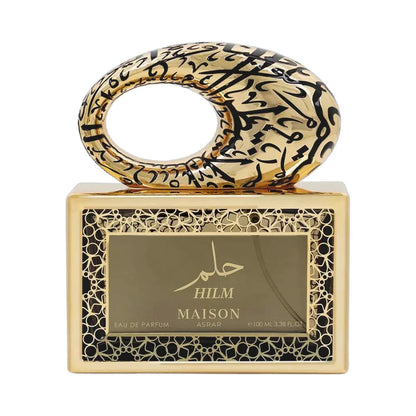 Hilm de Maison Asrar, fragancia floral frutal con mango y cítricos, corazón cremoso floral y fondo de pachulí, vetiver, caramelo, cedro y almizcle. Suave y sensual.