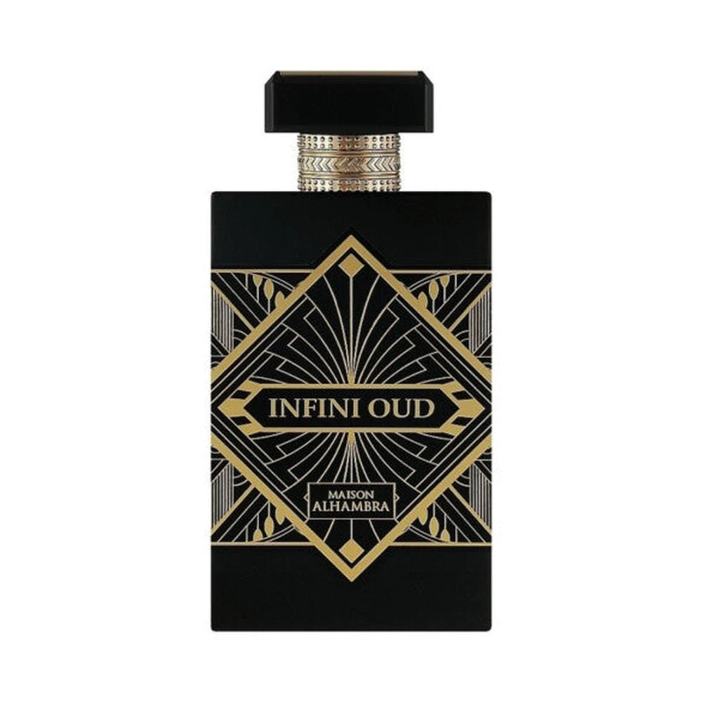 Infini Oud de Maison Alhambra, perfume árabe amaderado aromático de carácter intenso, envolvente y aromático