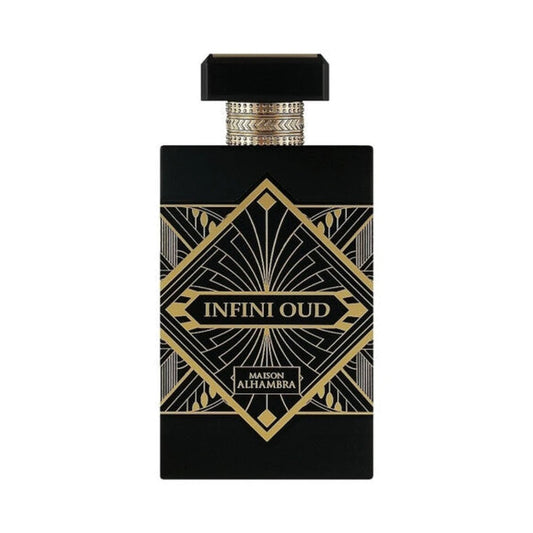 Infini Oud de Maison Alhambra, perfume árabe amaderado aromático de carácter intenso, envolvente y aromático