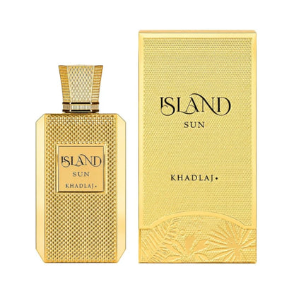 Island Sun de Khadlaj: frasco y caja del perfume de 100 ml.
