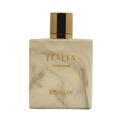 Italia Pour Homme de Rayhaan, fragancia ambarada amaderada con lavanda, miel y tabaco. Elegante.
