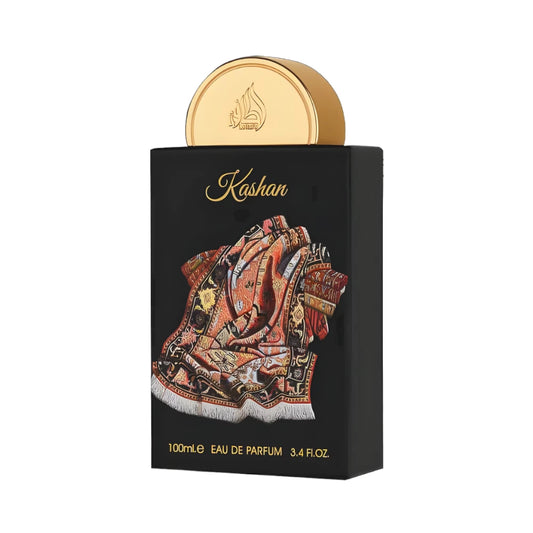 Kashan de Lattafa Pride, fragancia amaderada aromática con pimienta, esclarea, frambuesa y sándalo