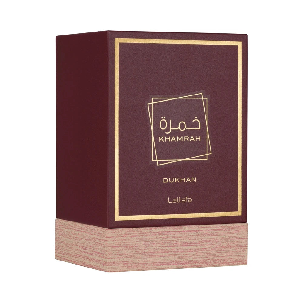 Khamrah Dukhan de Lattafa, perfume árabe ambarado especiado de carácter intenso, sofisticado y especiado