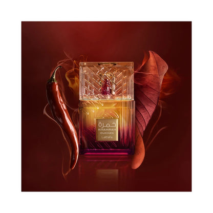 Khamrah Dukhan de Lattafa, perfume árabe ambarado especiado de carácter intenso, sofisticado y especiado