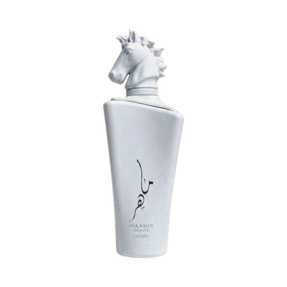 Maahir Honor de Lattafa, fragancia cítrica aromática con menta, jazmín y cedro. Fresca y elegante.