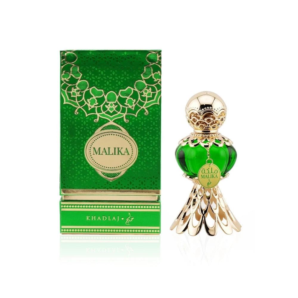 Malika Green Aceite de Khadlaj, perfume árabe floral frutal gourmand de carácter cálido, dulce y gourmand