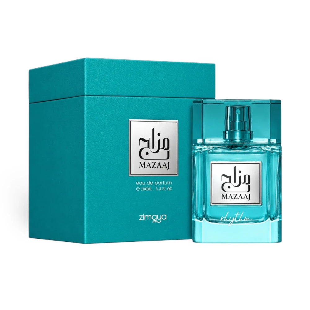 Mazaaj Rhythm de Zimaya, fragancia cítrica aromática con pomelo, manzana verde y almizcle.