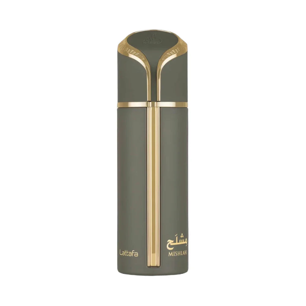 Mishlah de Lattafa Perfumes, fragancia ambarada aromática con lavanda y bergamota, corazón de iris y petit grain y fondo de ámbar, almizcle, incienso y cedro. Sofisticada.