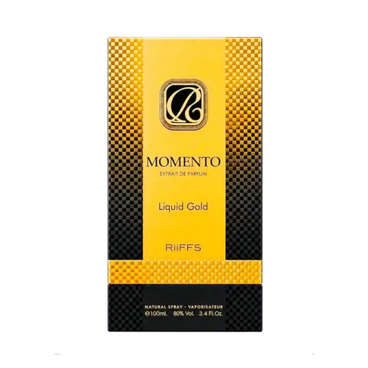 Momento Liquid Gold de Riiffs: caja del perfume de 100 ml