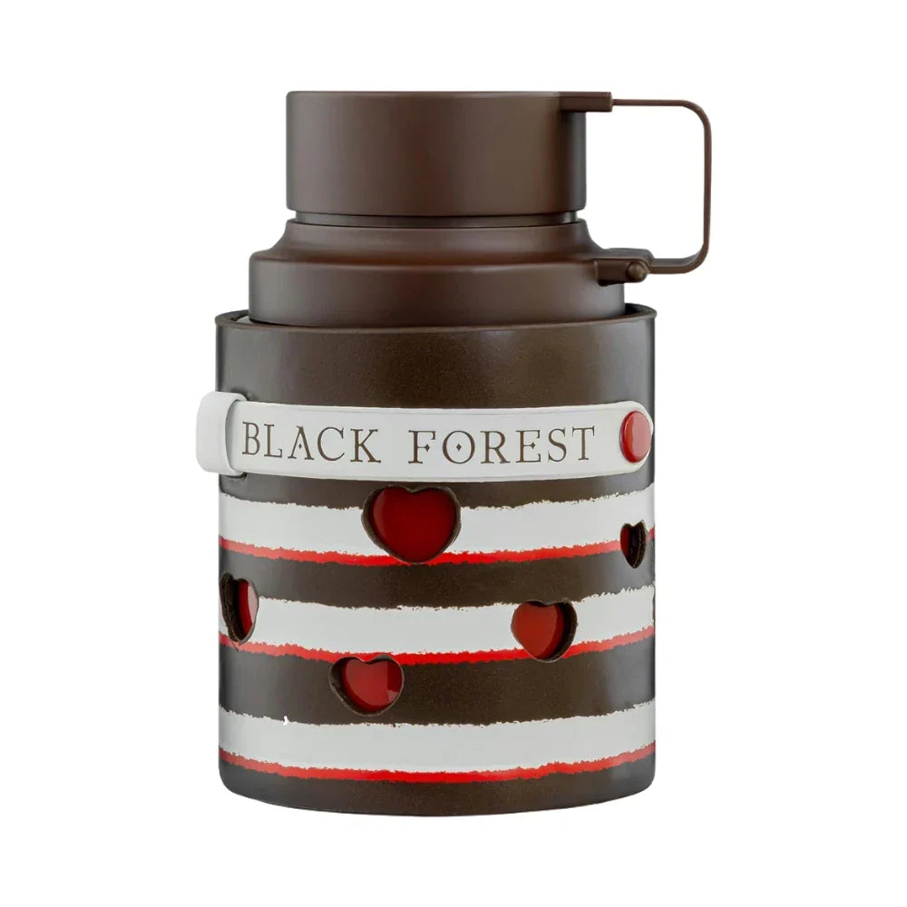 Odyssey Black Forest de Armaf, fragancia gourmand ambarada con cereza, miel, praliné y vainilla. Dulce y elegante