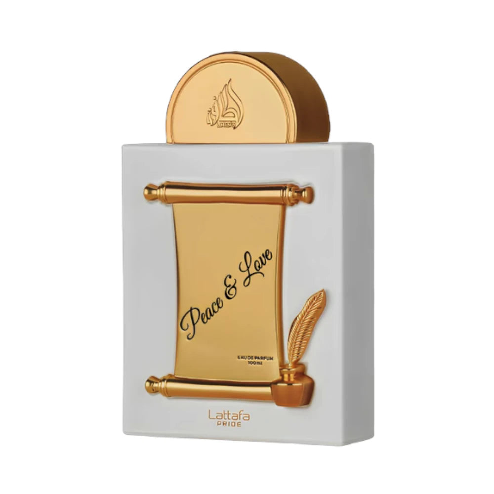 Peace & Love de Lattafa Pride, fragancia oriental floral frutal con almendra, rosa y vainilla