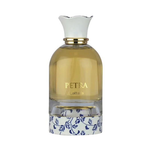 Petra de Lattafa, fragancia floral frutal gourmand con ron, coco y vainilla. Cremosa y seductora.