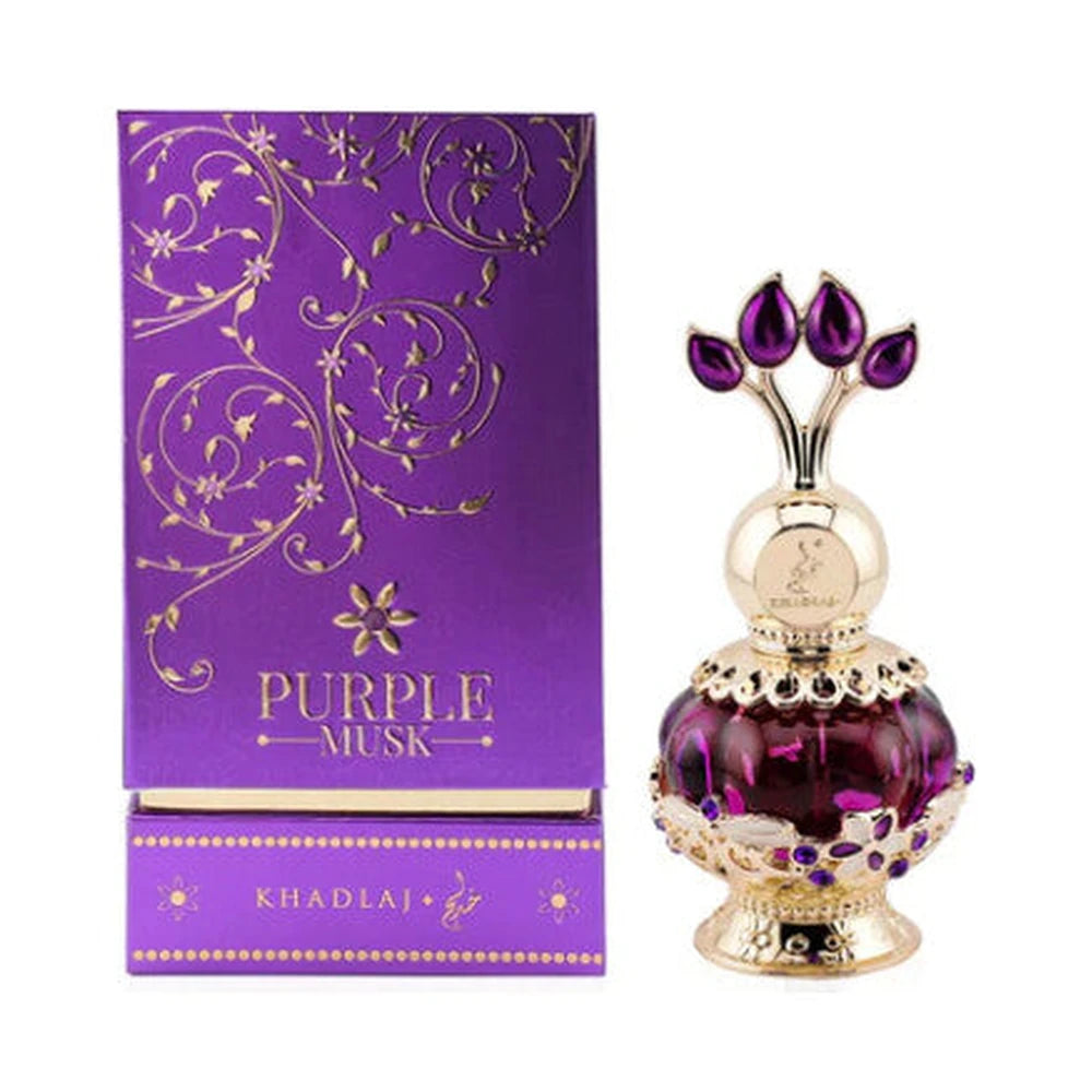 Purple Musk Aceite de Khadlaj, perfume árabe amaderado de carácter elegante, cálido y dulce