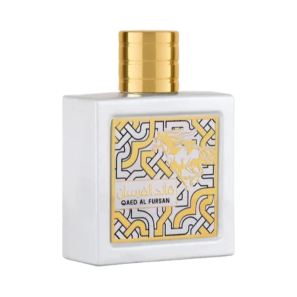 Qaed Al Fursan Unlimited de Lattafa, perfume árabe almizclado amaderado de carácter elegante, cálido y luminoso