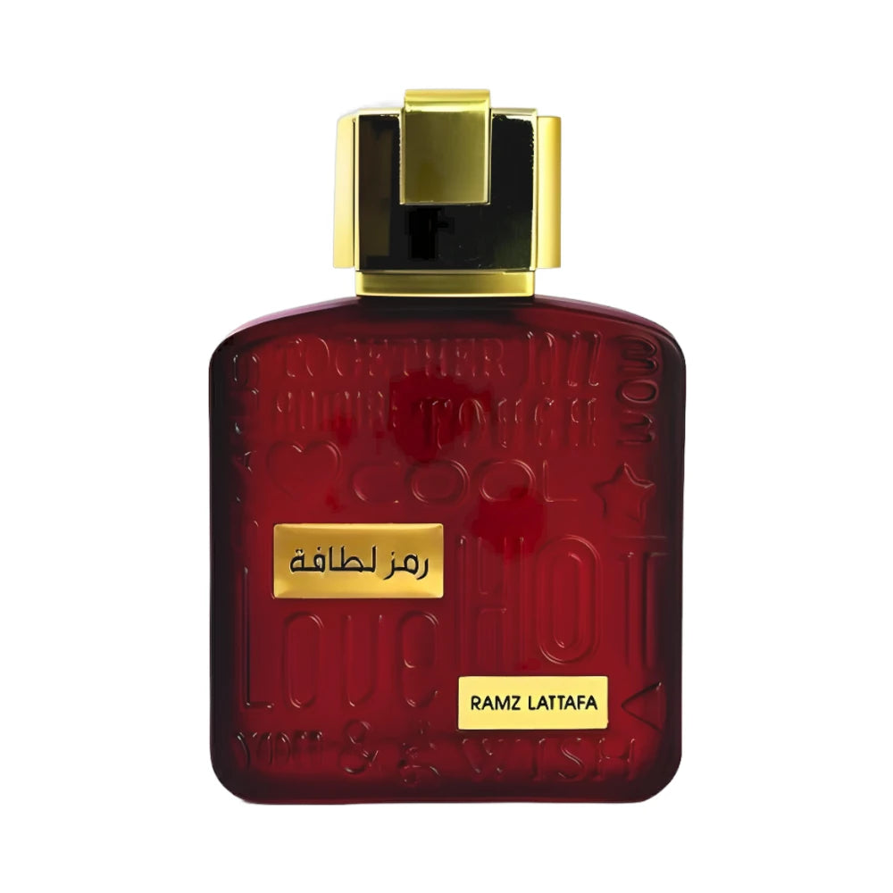 Ramz Lattafa Gold de Lattafa, fragancia floral frutal con melocotón, rosa y vainilla.