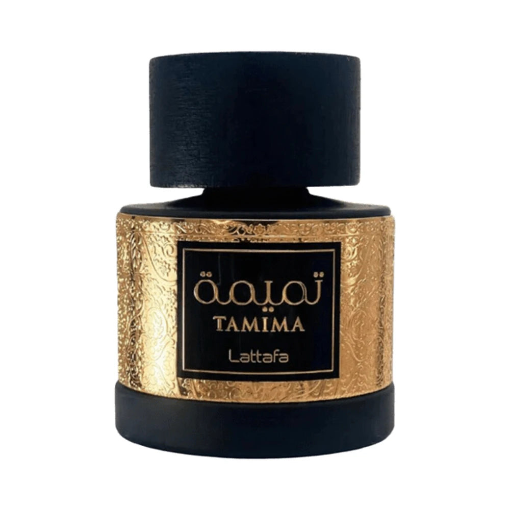 Tamima de Lattafa, perfume árabe almizclado amaderado floral de carácter elegante, sofisticado y luminoso