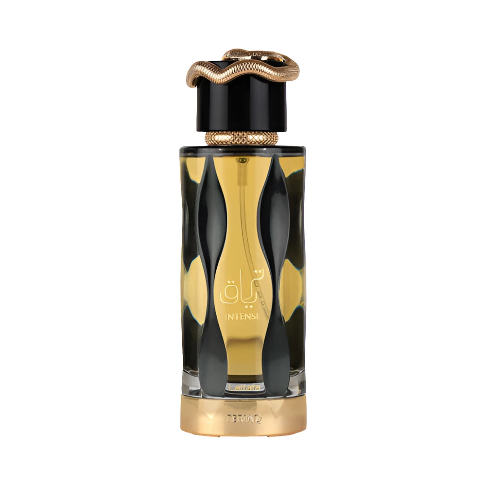 Teriaq Intense de Lattafa, perfume árabe ambarado especiado de carácter intenso, elegante y sofisticado