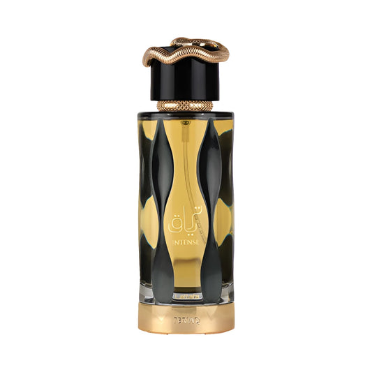 Teriaq Intense de Lattafa, perfume árabe ambarado especiado de carácter intenso, elegante y sofisticado