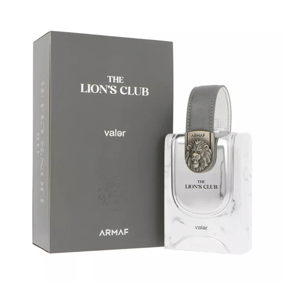 The Lion's Club Valer de Armaf: frasco y caja del perfume de 100 ml.