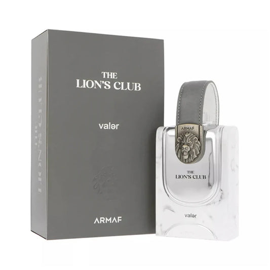The Lion's Club Valer de Armaf: frasco y caja del perfume de 100 ml.