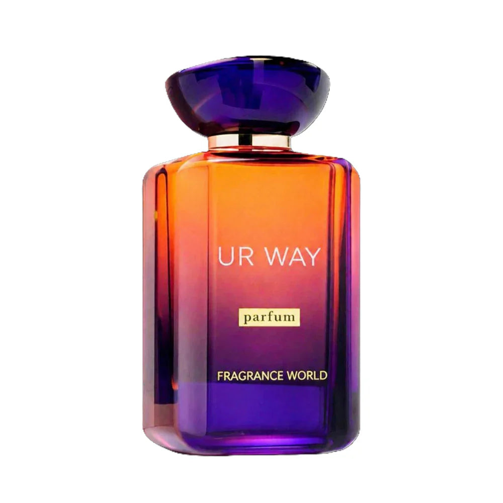 Ur Way de Fragrance World, fragancia floral con salida cítrica, corazón de nardo y ambreta y fondo de almizcle, vainilla y cedro. Femenina y envolvente.