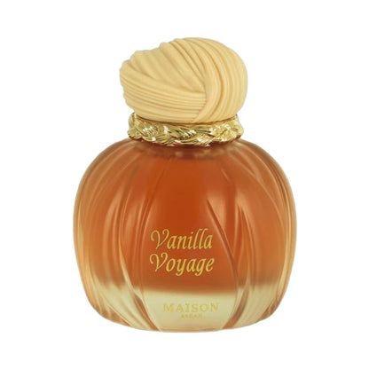Vanilla Voyage de Maison Asrar, fragancia ambarada vainilla con caramelo, miel y vainilla. Cremosa.